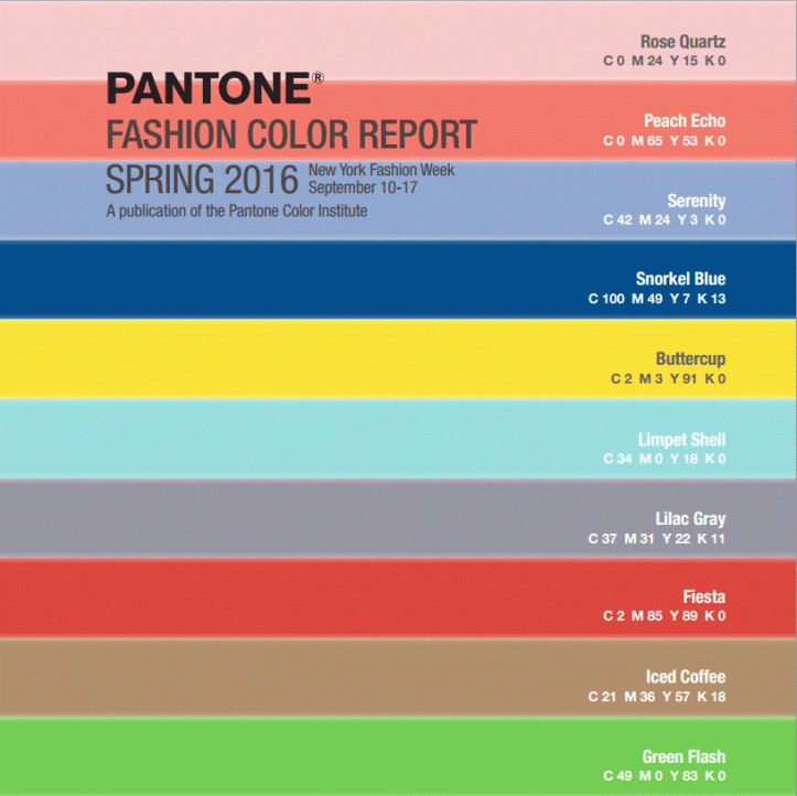 Pantone - Fashion Color Report Spring 2016 @ reprodução