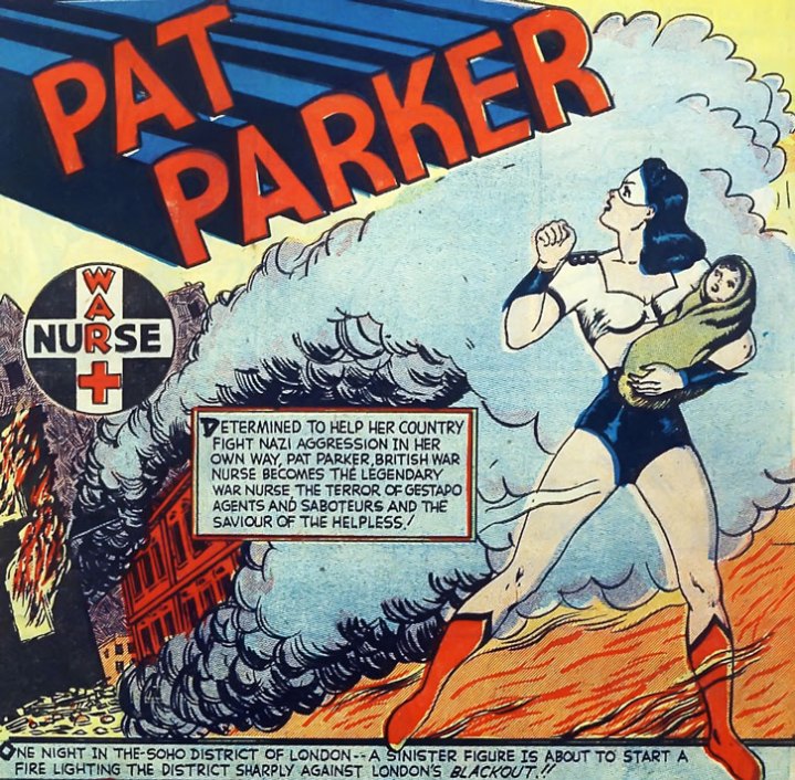 1941 Pat Parker - War Nurse - revista Speed Comics Harvey #3 @ Domíno Público1